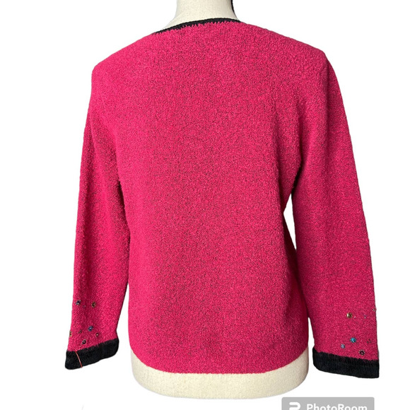 Sigrid Olsen Women's Cardigan Size PS in pink w/Multicolored Sequins and Beads - Picture 3 of 6